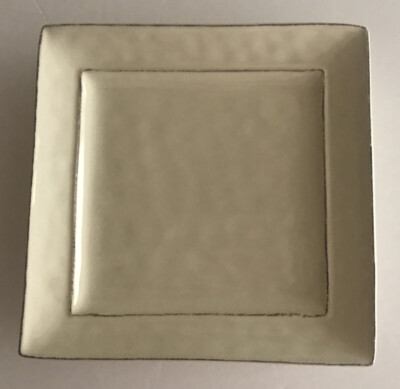 Four Pier 1 One Imports Martillo Creme Square Handpainted Stoneware Salad Plates-image