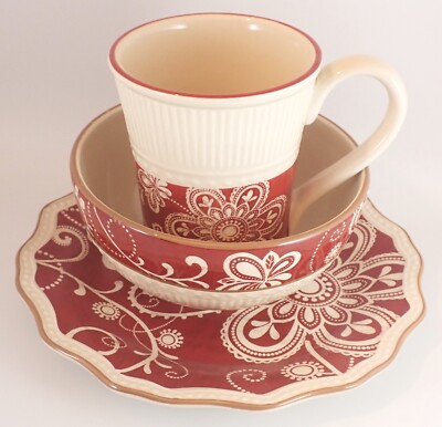 Pier 1 Imports Maribeth Salad Plate, Mug & Cereal Soup Bowl Set Ironstone-image