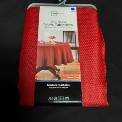 Mainstays 70 inches round fabric red Tablecloth  machine washable NEW-image