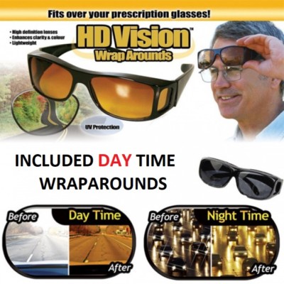 2 Pair set HD Night Vision Wraparound Fits OVER Glasess Sunglasses As Seen on TV-image