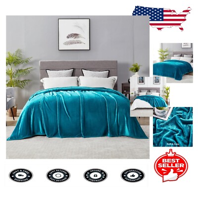 Skin-Friendly Extra Large Teal Blanket - Luxurious Flannel for Cozy Comfort-image