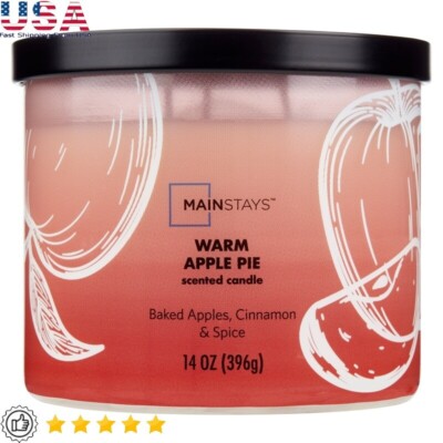 3 Wick Ombre Warm Apple Pie Candle Jar Paraffin Blend Scented Home Decor Gift US-image