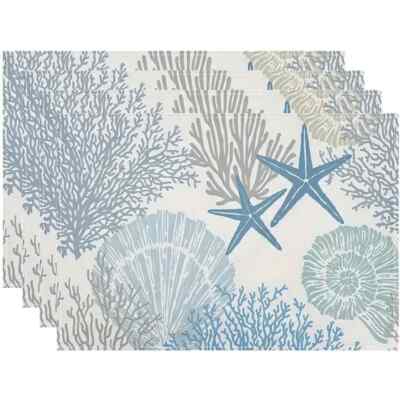 BRAND NEW IN PKG  set of 4  seascape nautical theme  Print placemats-image