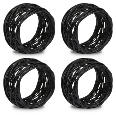 Design Imports Napkin Rings, Birdnest Black - Set of 4 (320405)-image