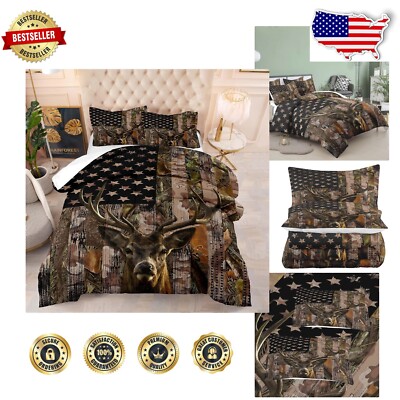 Vivid Deer Camouflage Comforter Set Full Size for Teens & Kids - Cozy & Soft-image