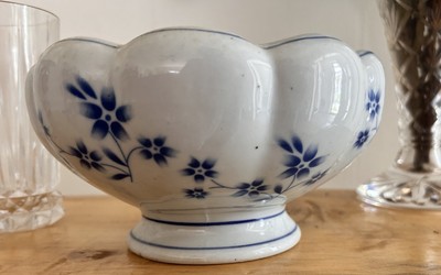 AAA Imports Decoware Fine Pottery Pedestal Planter Blue Floral Design Apopka FL-image