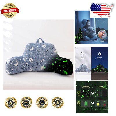 Soft and Cozy Large Backrest Pillow in Light Blue - Ideal for Bedtime Comfort-image