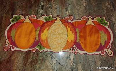 Pier 1 Imports Fall Beaded Pumpkin Trio Table Centerpiece Runner 36x13
