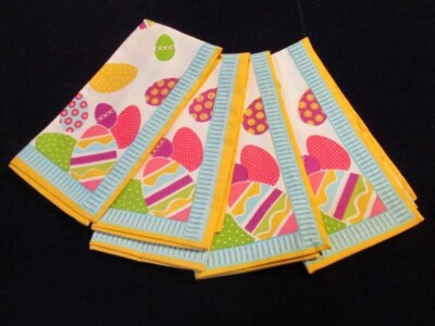 Pier 1 Imports Easter Egg Design Cloth Napkin Set of 4 Cotton New +Bonus Aff1-image