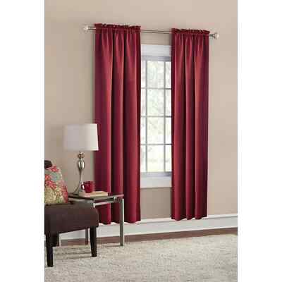 Mainstays Solid Color Room Darkening Rod Pocket Curtain Panel Pair - 30'' x 84''-image