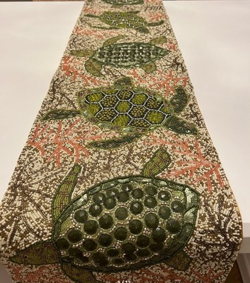 Pier One Coastal Collection UNDER THE SEA TURTLES EXTRA LARGE 13”x54” RARE NEW-image