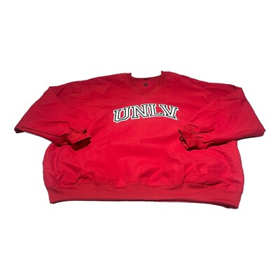 UNLV Badger Pull Over V Neck Windbreaker Wind Shirt Jacket Mens Adult XL Red VTG-image