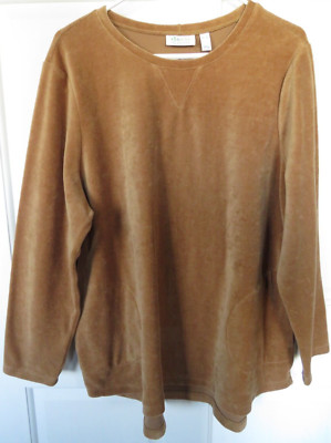 d & co Active Womens Sweatshirt Soft Fleece Size XL Lt Brown Pockets Comfy Cozy-image