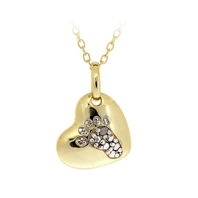 Gold over Silver Diamond Accent Paw Heart Necklace, 18