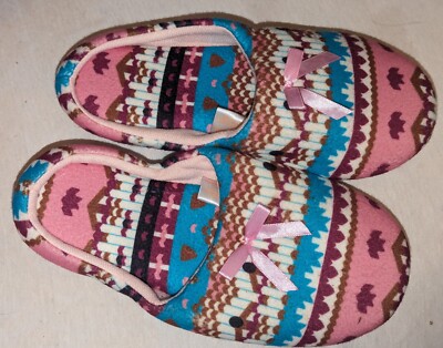 Canyon Sky Women's Aztec Pattern Soft & Comfy Slippers, size Large (L)-image