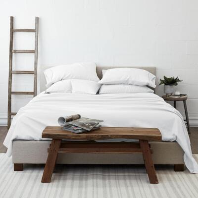 Becky Cameron Bed Sheet Set King Solid Microfiber Solid Color in White (6pieces)-image