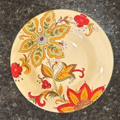 Pier 1 Imports Carynthum Round Salad Plate 8.25” Flowers-image