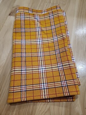 Pier 1 Imports Yellow Plaid Table Runner Holiday Fall Thanksgiving 72”x 14” -image