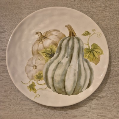 Pier 1 Autumn Bliss Salad Plate Earthenware Pumpkin Squash Gourd 8.5