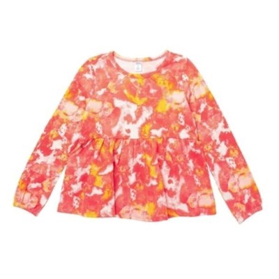 Harper Canyon Girls Cotton Terry Tunic Top in Coral Glow Watercloud Size 8-image