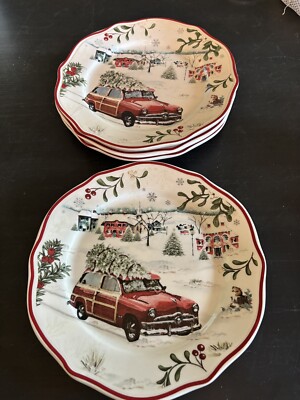 Set of 4 Vintage Better Homes & Gardens Heritage Collection Red Woody Plates LNC-image