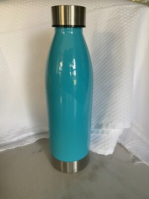 Mainstays 22oz Teal Plastic Water Bottle  With stainless steel lid and base NEW-image