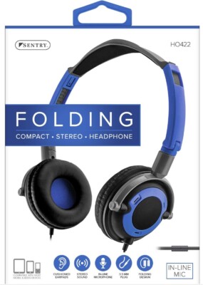 Sentry BLW-HM422 Folding Compact Stereo Headphones - Blue-image