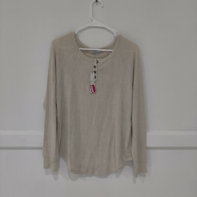 Brand New Warm & Cozy Lifestyle Henley Top Knit Sweater Size L B163-image