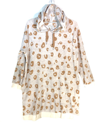 KOOLABURRA by UGG Womens Hooded Lounger Large Soft Cozy Fleece Cheetah Oatmeal-image