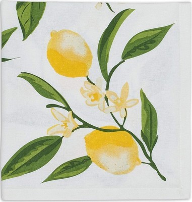 Design Imports 90830 Lemon Bliss Table Linens, 20-Inch by 20-Inch Napkin, Lemon-image