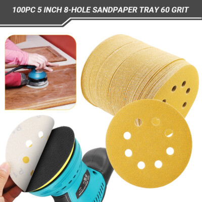100x 5inch Sanding Discs 8Hole Hook Loop Sander Orbital Sandpaper 60-800 Grit US-image