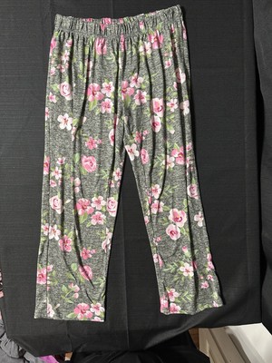 dELiA’s Girl’s Size Large Gray Pink Floral Print Soft & Cozy Jogger Lounge Pants-image