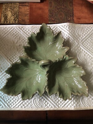 Design Imports Green Leaf Trio Ceramic Condiment Dish-image