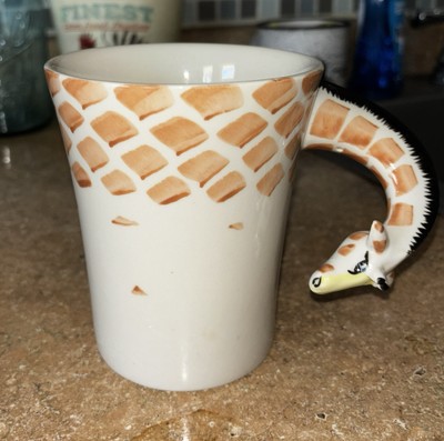 PIER 1 IMPORTS White GIRAFFE Ceramic Cup MUG w/ Neck/Head HANDLE-image