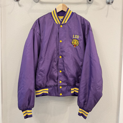 Vtg West Wind LSU Tigers Jacket Mens XL Purple Satin Varsity Bomber 80s 90s-image