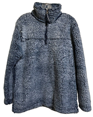 Boxercraft 1/4 Zip Blue Sherpa Oversized Pullover Women's Medium Warm and Cozy-image