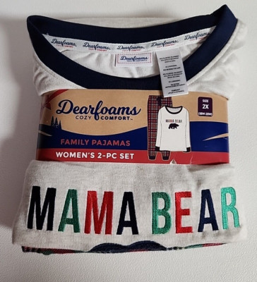 Dearfoams Womens Mama Bear Pajama 2X Cozy Comfort Family Pajamas 2pc Set NWT-image