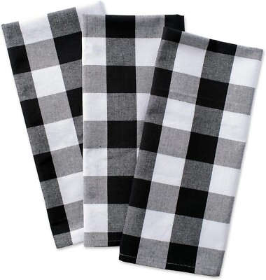 Black And White Buffalo Check Classic Kitchen Dishtowel Set- 3 Pieces-image