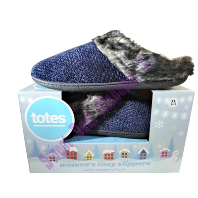 Totes Women's Cozy Memory Foam Slippers, Size XL (9-10) , Navy Blue #35109-image