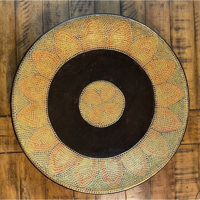 PIER 1 IMPORTS indonesia ceramic plate 16.5” Expresso Color With Golden Decorat-image
