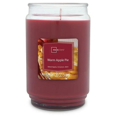 Mainstays Warm Apple Pie Scented Single-Wick Large Glass Jar Candle, 20 oz-image