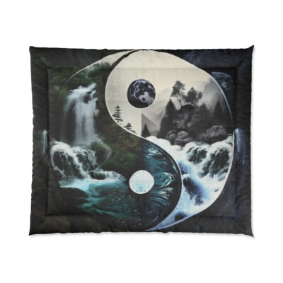 King Size Comforter Yin Yang Balance Meditation Mandala Zen Art Harmony-image
