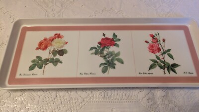 Vintage Design Imports Italy Botanical Melamine Tray Plastic Roses Floral-image