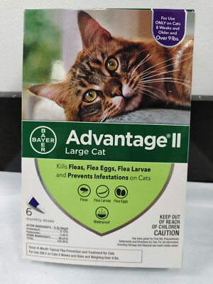 Advantage II for Cats Over 9 lbs, Control and Repel Fleas, 6 Doses-image