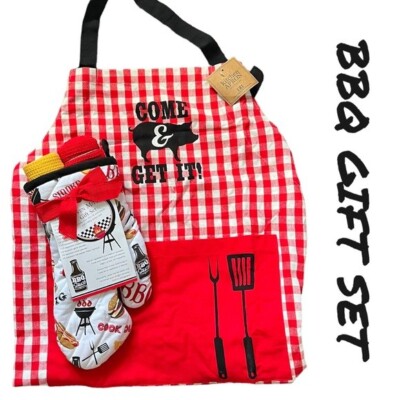 NWT BBQ Themed Apron and Accessories Gift Set-image