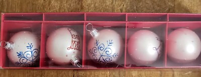 5 Pier 1 Imports Glass Ornaments Hand Painted Mouth Blown Poland w/Box NEW 2