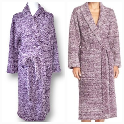 Barefoot Dreams CozyChic Heathered Robe Plum/Lavender SZ  1= SMALL Lounge -image