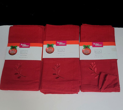 Better Homes & Gardens 3 SETS (6 TOTAL) NAPKINS Mistletoe, 18x18