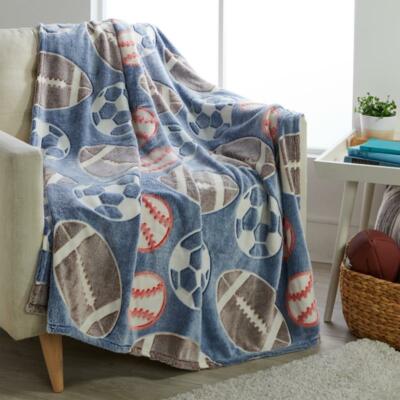 Warm & Cozy Glow in the Dark Plush Throw New Sports,-image