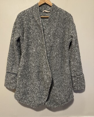 Soft Surroundings Sz S Gray Cozy Up Cardigan Soft Fleece Snap Sweater Pockets-image